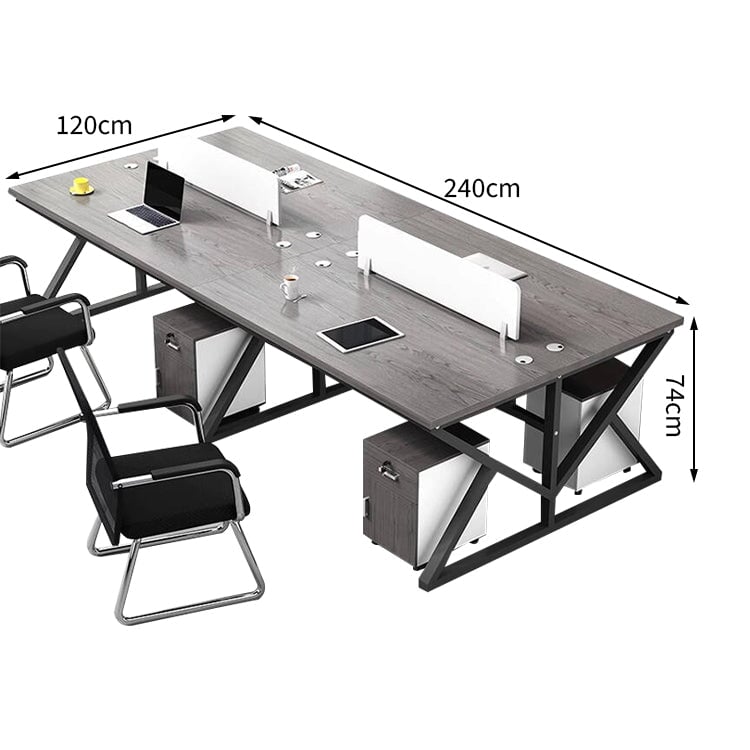 Office Desk, Office Desk, Study Desk, Work Desk, Top Panel, Wiring Hole, Side Cabinet, Carbon Steel Frame, Wood Grain, Customizable OD-A34
