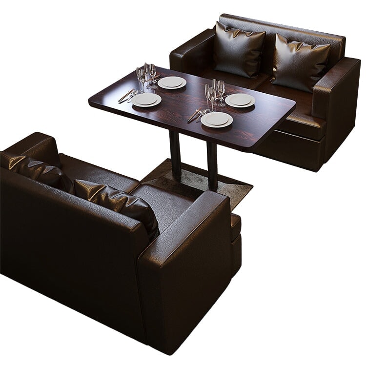 カフェテーブルセット レストラン オイルレザー生地 人工レザー 円型テーブル 1人掛け 2人掛け シック ブラウン カスタマイズ可能 CT-A26