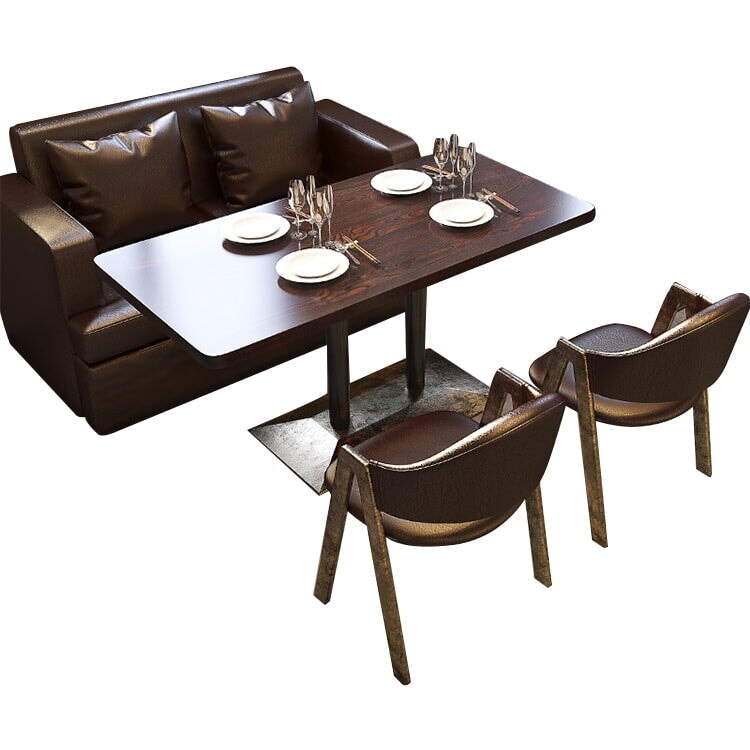 カフェテーブルセット レストラン オイルレザー生地 人工レザー 円型テーブル 1人掛け 2人掛け シック ブラウン カスタマイズ可能 CT-A26