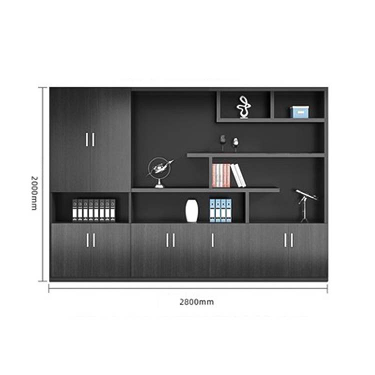 収納キャビネット 分類収納 ファイリングキャビネット 木製書庫 本棚 収納棚 オフィス家具 事務所 大容量収納スペース ブラック カスタマイズ可能 SC-A1