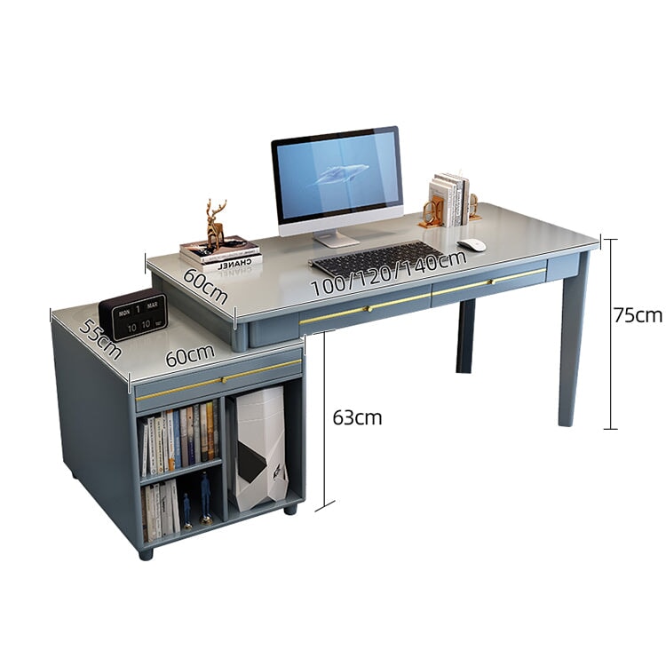 Desk, work desk, computer desk, indoor, work use, rubberwood, wood grain, spacious, rounded, rounded corners, drawer, storage, cabinet, modern, minimalist, simple, CD-A11