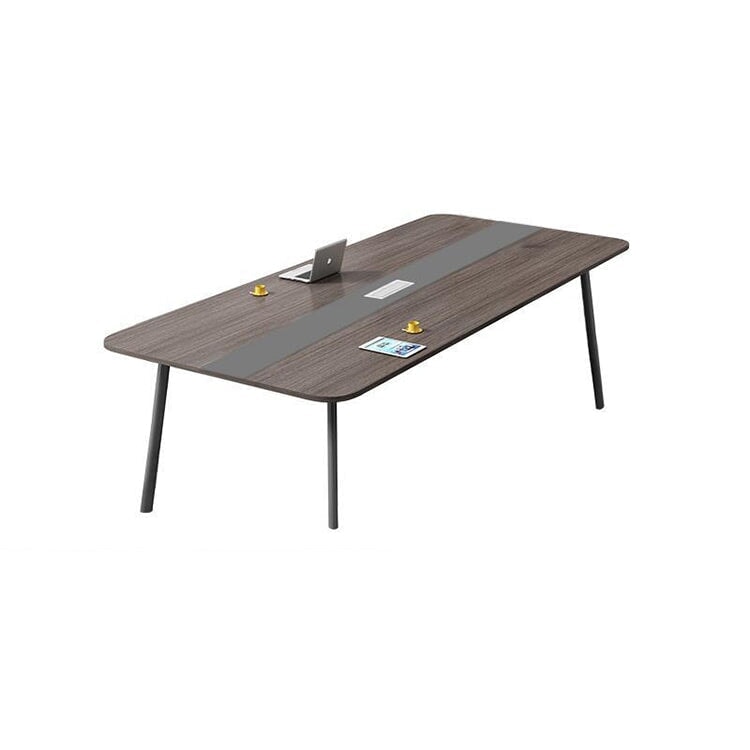 Conference Table Office Desk Rectangular Table Wood Grain with Wiring Hole Black Customizable MT-A31