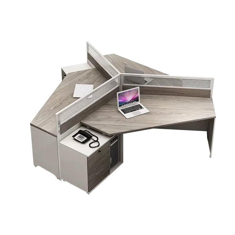 Office desk, office table, office furniture, wood grain, multi-person use, classified storage, with top panel, with drawers, with lock, gray, customizable OD-A28