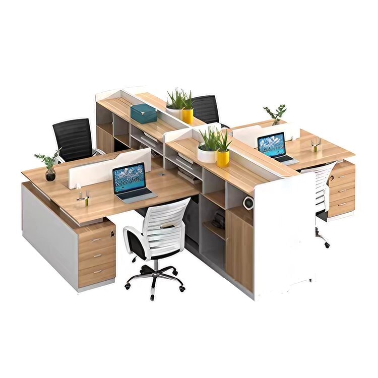 オフィスデスク 事務用デスク 事務机 ワークデスク サイドキャビネット付き 鍵付き 静音スライドレール 配線孔付き トップパネル付き OD-A14