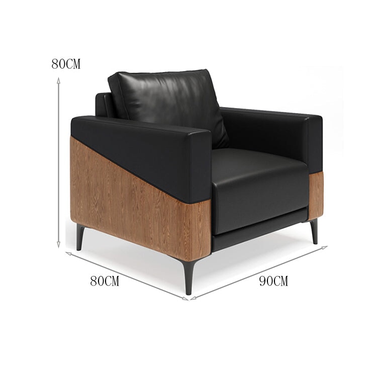 Sofa Office Sofa Reception Sofa Synthetic Leather Fabric Natural Wood Frame High Density Urethane Foam Steel Legs Black Light Customizable OS-A10