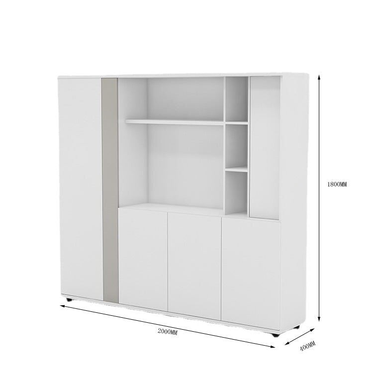 キャビネット ワードローブ付き オフィスキャビネット ファイリングキャビネット 木製書庫 書類整理棚 分類収納 メラミン化粧板 アジャスター ホワイト カスタマイズ可能 SC-A13