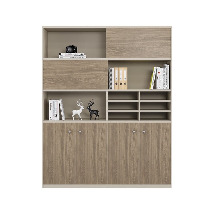 大容量収納棚 オフィスキャビネット ファイリングキャビネット 木製書庫 書類整理棚 分類収納 収納力抜群 メラミン化粧板 ハンガーパイプ 台輪付き ブラウン カスタマイズ可能 SC-A4