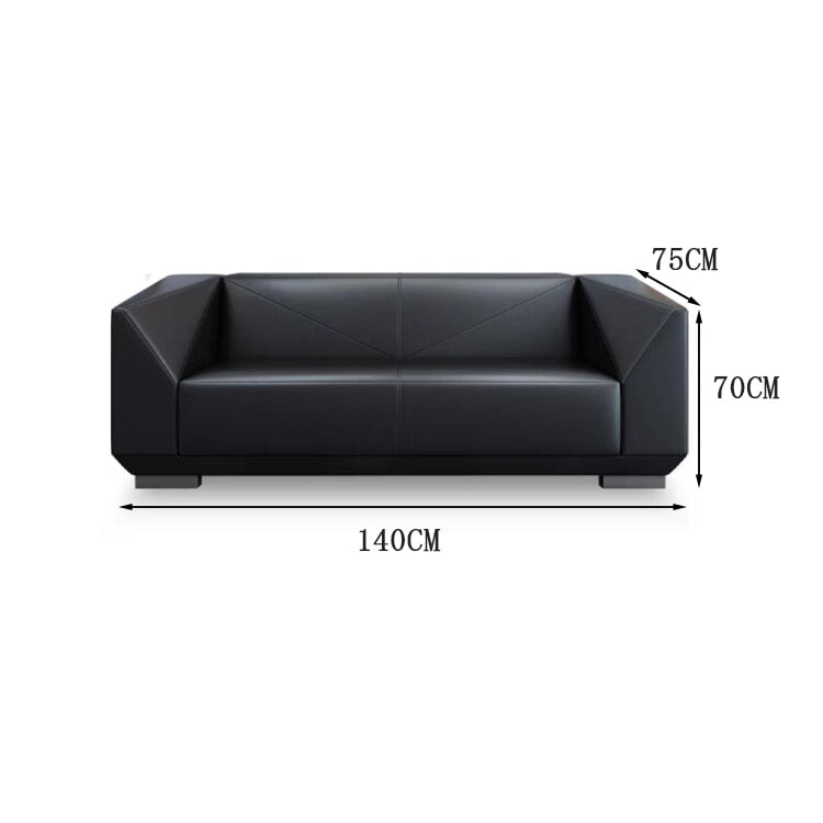 Sofa, reception sofa, indoor, reception, leather, breathable, fit, urethane foam, geometric, natural wood, stylish, modern, black, customizable OS-A14