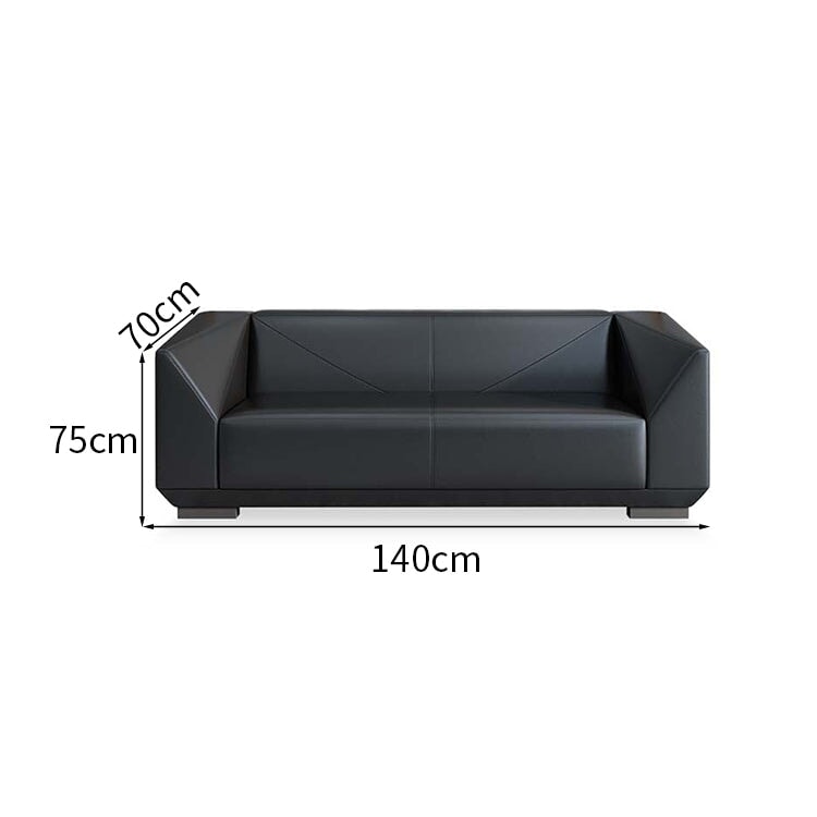 Reception sofa Leather sofa Office sofa Reception sofa Leather upholstery PVC leather fabric Natural wood frame With legs Simple Black Customizable OS-A13