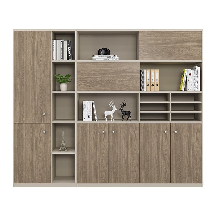 大容量収納棚 オフィスキャビネット ファイリングキャビネット 木製書庫 書類整理棚 分類収納 収納力抜群 メラミン化粧板 ハンガーパイプ 台輪付き ブラウン カスタマイズ可能 SC-A4