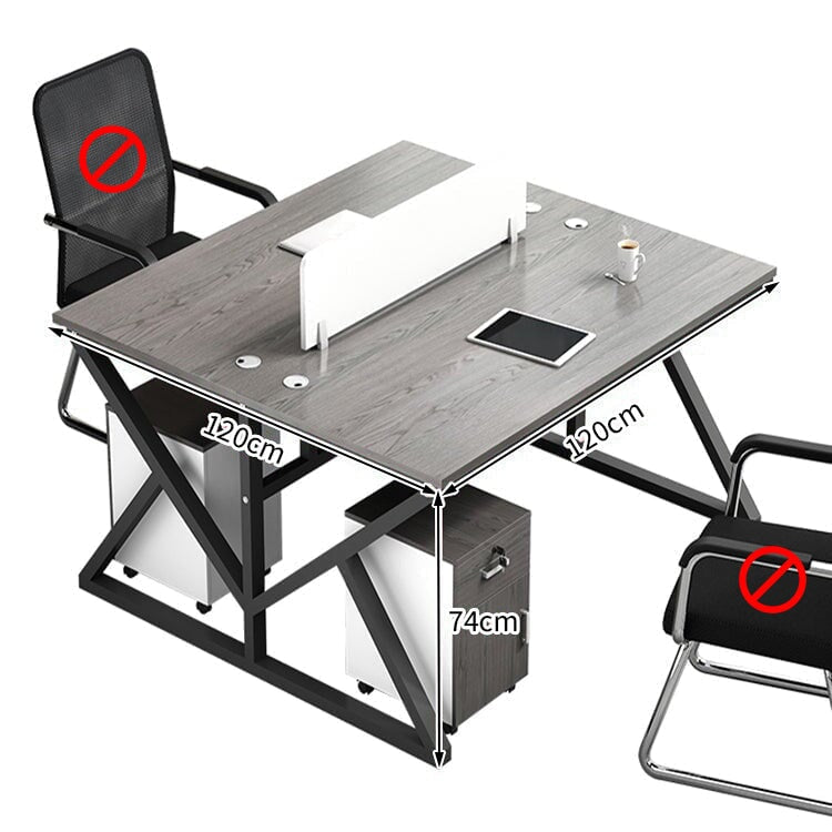Office Desk, Office Desk, Study Desk, Work Desk, Top Panel, Wiring Hole, Side Cabinet, Carbon Steel Frame, Wood Grain, Customizable OD-A34