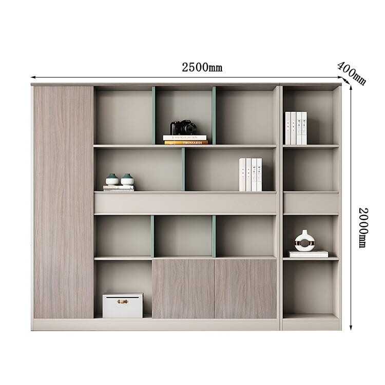 収納棚 オフィスキャビネット ファイリングキャビネット 木製書庫 書類整理棚 分類収納 メラミン化粧板 台輪付き シックな雰囲気 ハンガーパイプ グレー カスタマイズ可能 SC-A16