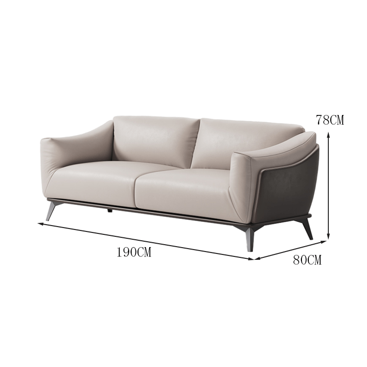 Reception sofa, reception sofa, living room sofa, leather sofa, urethane foam, natural wood frame, steel legs, gray, customizable OS-A12