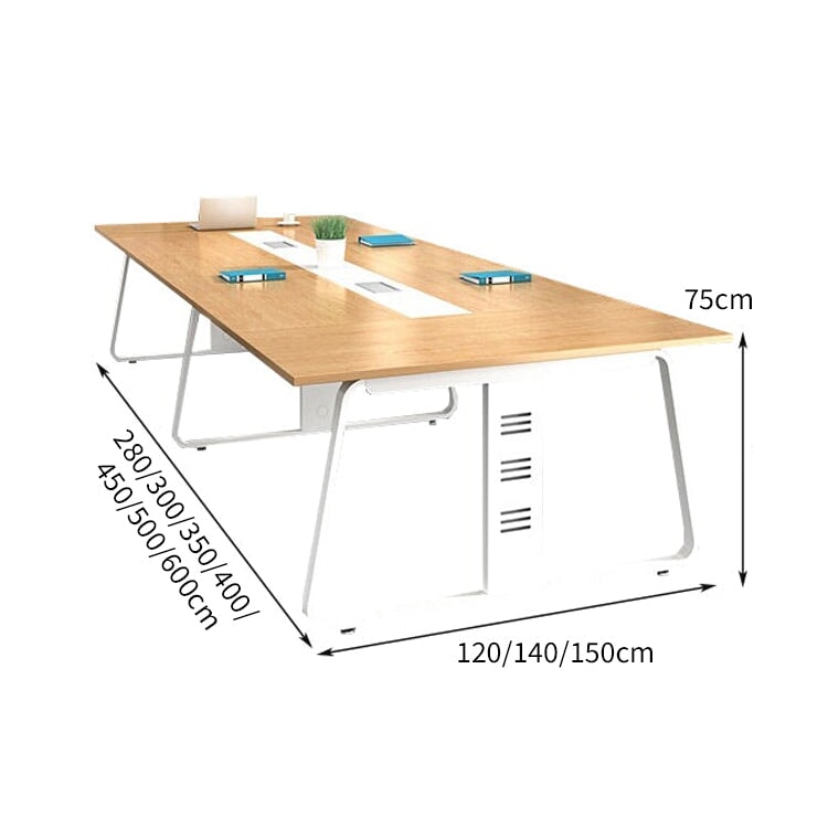 モダン シンプル 堅牢 頑丈 エコ 配線ボックス 会議テーブル ミーティングテーブル メラミン化粧板 スチール ナチュラル カスタマイズ可能 MT-A21