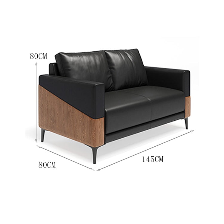Sofa Office Sofa Reception Sofa Synthetic Leather Fabric Natural Wood Frame High Density Urethane Foam Steel Legs Black Light Customizable OS-A10