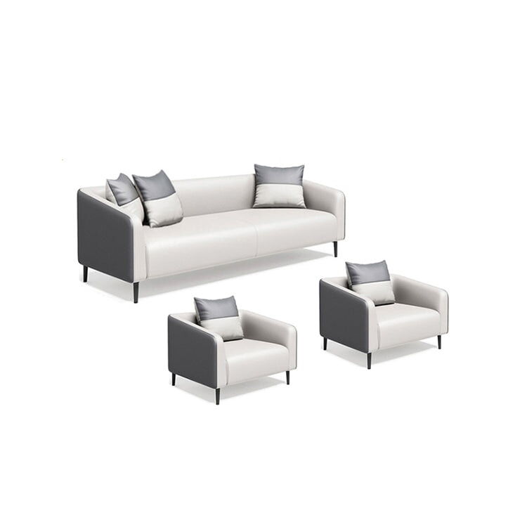 Leather sofa Office sofa Living room sofa Sofa Natural wood frame Nappa leather fabric High density urethane foam Simple modern White Gray OS-A11