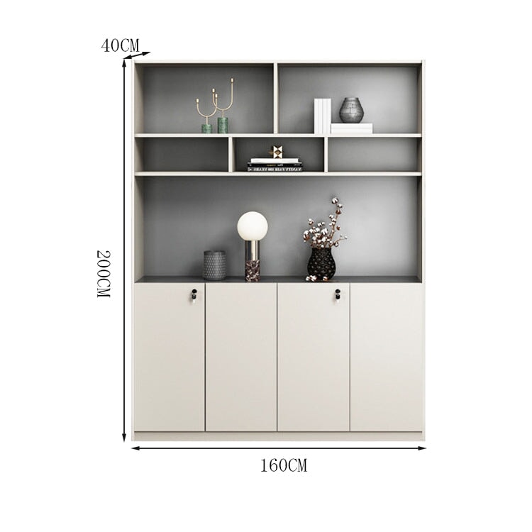 オフィスキャビネット ディスプレイラック 書類整理棚 収納ラック 扉付き ワードローブ オープン収納 鍵付き おしゃれ ウォールナット カスタマイズ可能 SC-A19