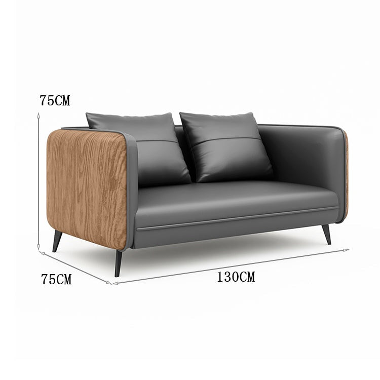 Sofa Office Sofa Reception Sofa Reception Nappa Leather High Density Urethane Foam Simple Steel Legs Solid Wood Gray Customizable OS-A7