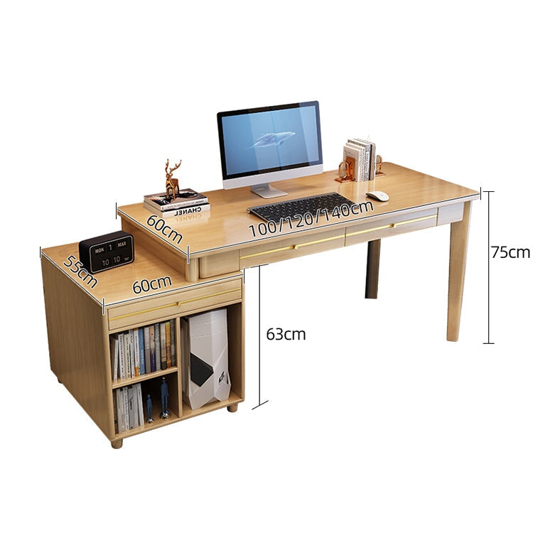 Desk, work desk, computer desk, indoor, work use, rubberwood, wood grain, spacious, rounded, rounded corners, drawer, storage, cabinet, modern, minimalist, simple, CD-A11