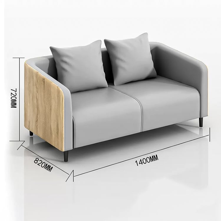 Luxurious reception sofa Office sofa Reception set Wood grain synthetic leather Carbon steel S spring Armrest Simple Gray Natural Customizable OS-A3