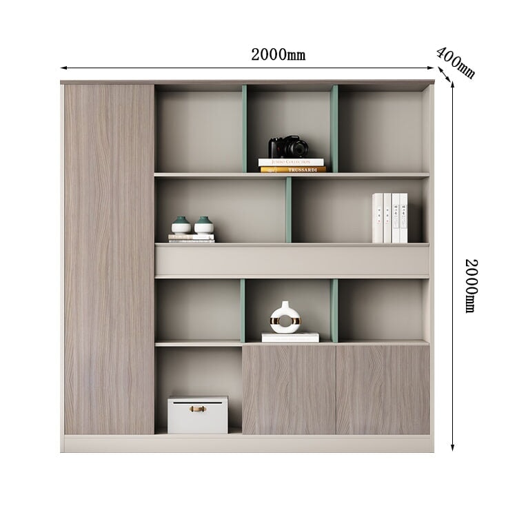 収納棚 オフィスキャビネット ファイリングキャビネット 木製書庫 書類整理棚 分類収納 メラミン化粧板 台輪付き シックな雰囲気 ハンガーパイプ グレー カスタマイズ可能 SC-A16