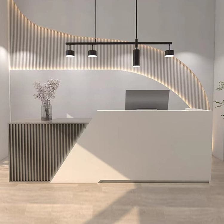 Reception counter, reception desk, cash register counter, counter, office reception, eco-friendly material, with lock, keyboard tray, PC storage, RD-A33