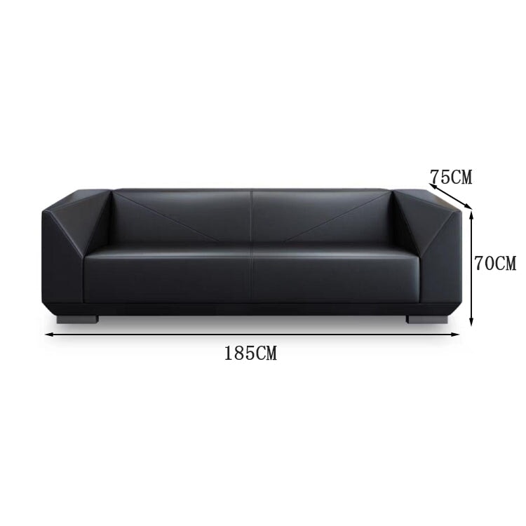 Sofa, reception sofa, indoor, reception, leather, breathable, fit, urethane foam, geometric, natural wood, stylish, modern, black, customizable OS-A14