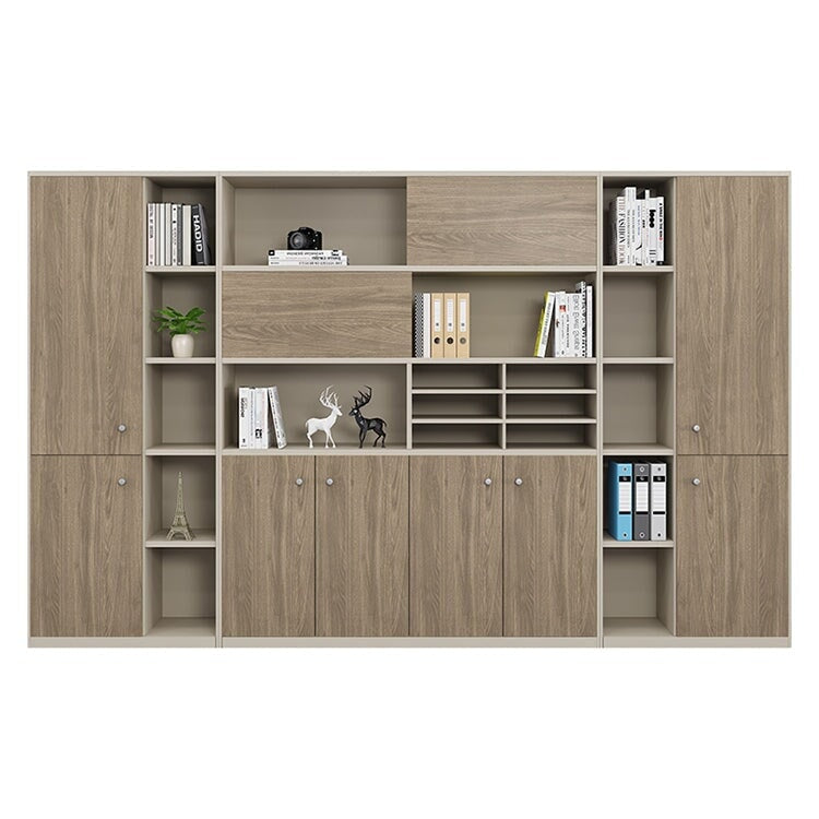 大容量収納棚 オフィスキャビネット ファイリングキャビネット 木製書庫 書類整理棚 分類収納 収納力抜群 メラミン化粧板 ハンガーパイプ 台輪付き ブラウン カスタマイズ可能 SC-A4