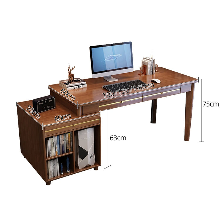 Desk, work desk, computer desk, indoor, work use, rubberwood, wood grain, spacious, rounded, rounded corners, drawer, storage, cabinet, modern, minimalist, simple, CD-A11