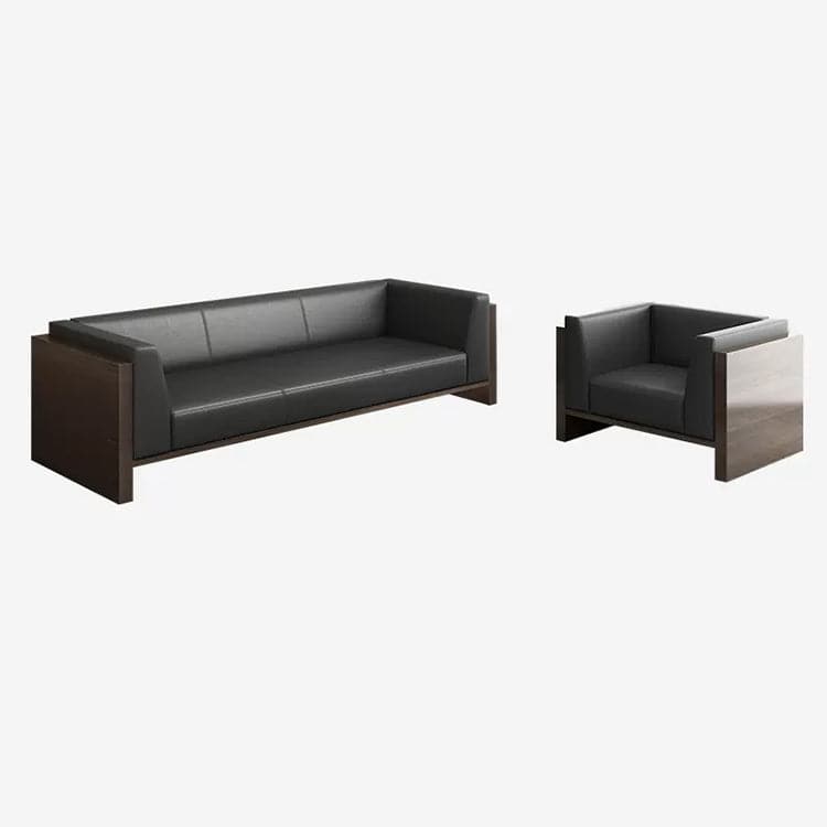 Luxurious business sofa, sofa set, center table, leather upholstery, nappa leather, melamine veneer, urethane foam, wood grain OS-A4