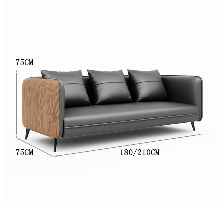 Sofa Office Sofa Reception Sofa Reception Nappa Leather High Density Urethane Foam Simple Steel Legs Solid Wood Gray Customizable OS-A7