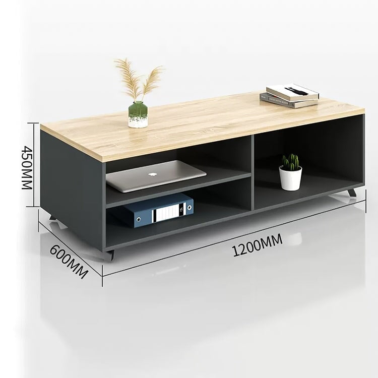 Luxurious reception sofa Office sofa Reception set Wood grain synthetic leather Carbon steel S spring Armrest Simple Gray Natural Customizable OS-A3