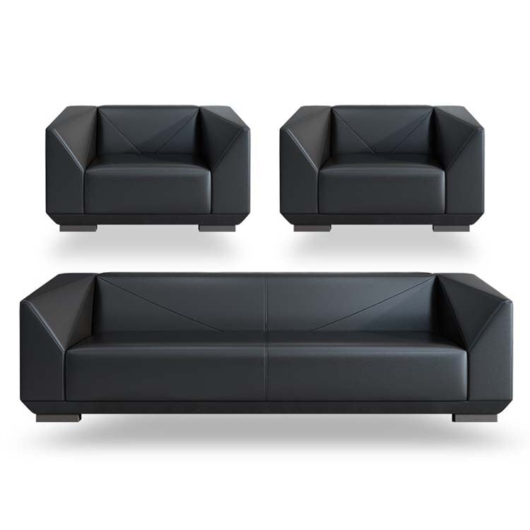 Reception sofa Leather sofa Office sofa Reception sofa Leather upholstery PVC leather fabric Natural wood frame With legs Simple Black Customizable OS-A13