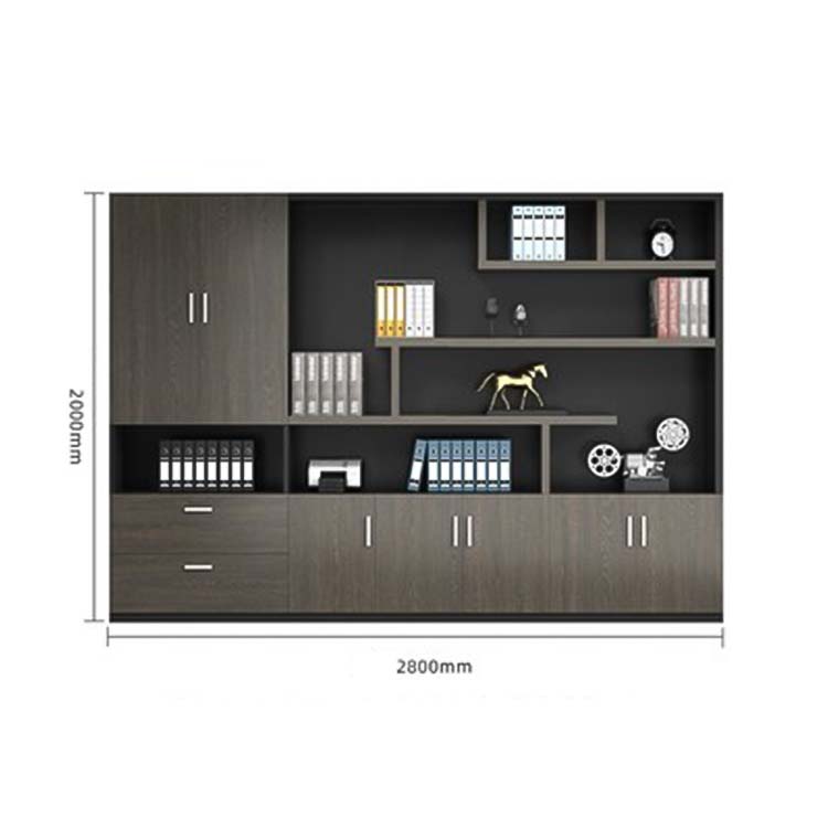 収納キャビネット 分類収納 ファイリングキャビネット 木製書庫 本棚 収納棚 オフィス家具 事務所 大容量収納スペース ブラック カスタマイズ可能 SC-A1