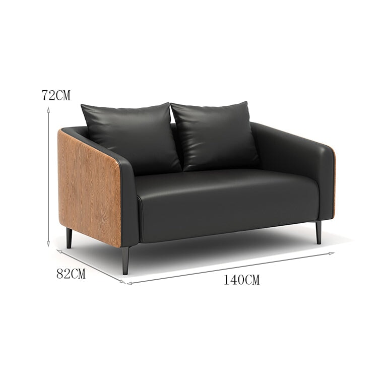 Sofa Office Sofa Reception Sofa Synthetic Leather Fabric Natural Wood Frame High Density Urethane Foam Steel Legs Black Light Customizable OS-A10