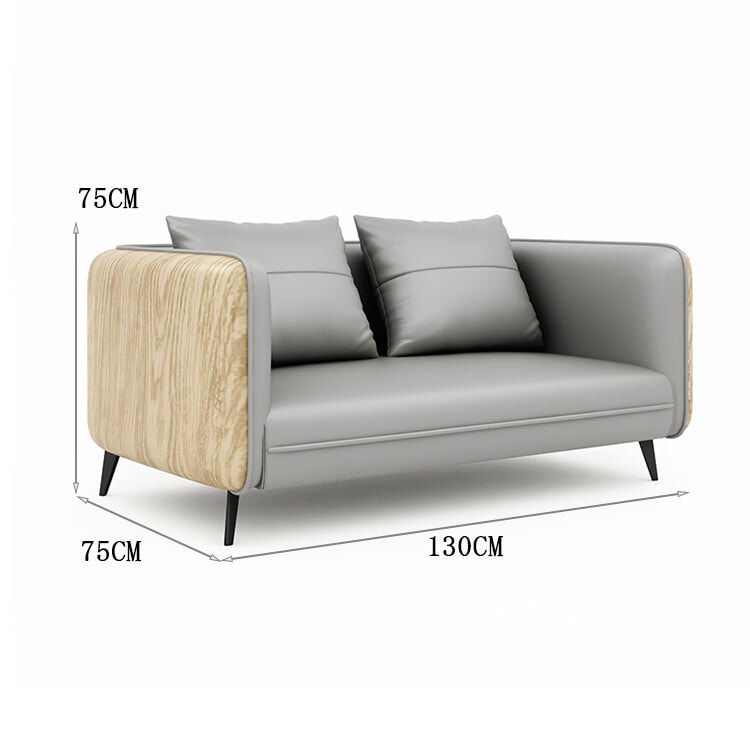 Sofa Office Sofa Reception Sofa Reception Nappa Leather High Density Urethane Foam Simple Steel Legs Solid Wood Gray Customizable OS-A7