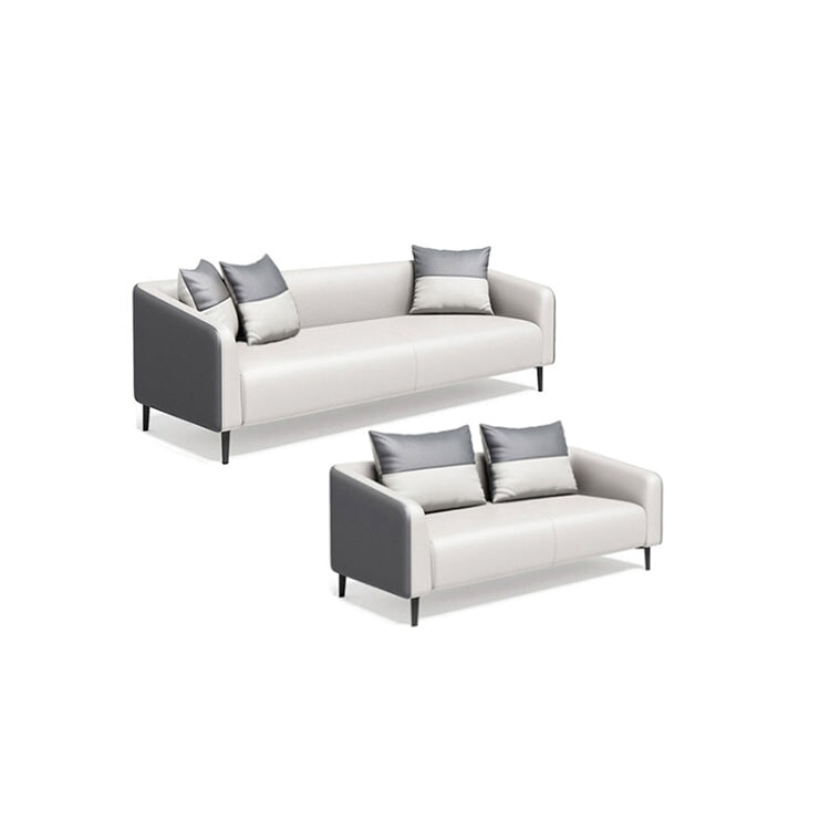 Leather sofa Office sofa Living room sofa Sofa Natural wood frame Nappa leather fabric High density urethane foam Simple modern White Gray OS-A11