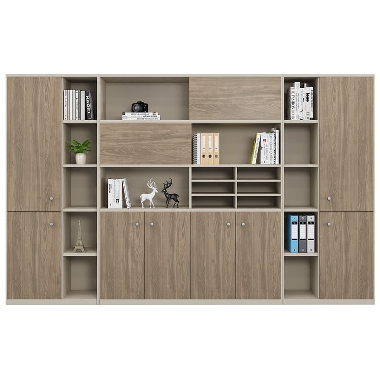 大容量収納棚 オフィスキャビネット ファイリングキャビネット 木製書庫 書類整理棚 分類収納 収納力抜群 メラミン化粧板 ハンガーパイプ 台輪付き ブラウン カスタマイズ可能 SC-A4