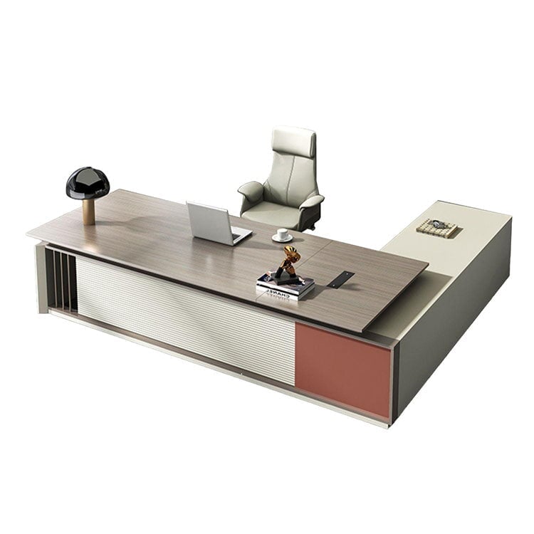 President's Desk, Luxurious, Executive Desk, President Desk, Stylish, Side Cabinet, Tabletop Outlet, Melamine Veneer, Brown, Customizable, ED-A19