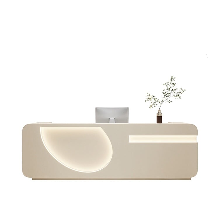 Store cash register, high counter, reception desk, with lock, R finish, PC storage, keyboard and toilet, white, natural, customizable, RD-A54