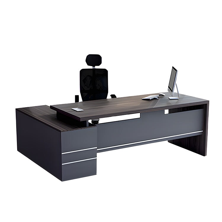 エグゼクティブデスク 役員テーブル オフィスデスク 社長デスク サイドキャビネット 引き出し 配線ボックス 快適 ナチュラル ウォールナット ED-A7