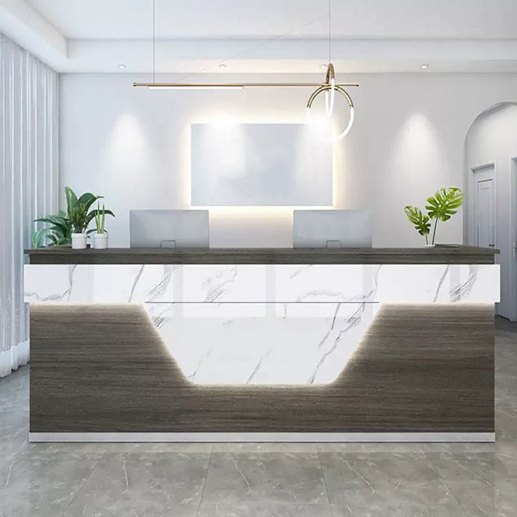 Reception desk, reception counter, high counter, eco-friendly material, baked finish, with LED, luxury RD-A35