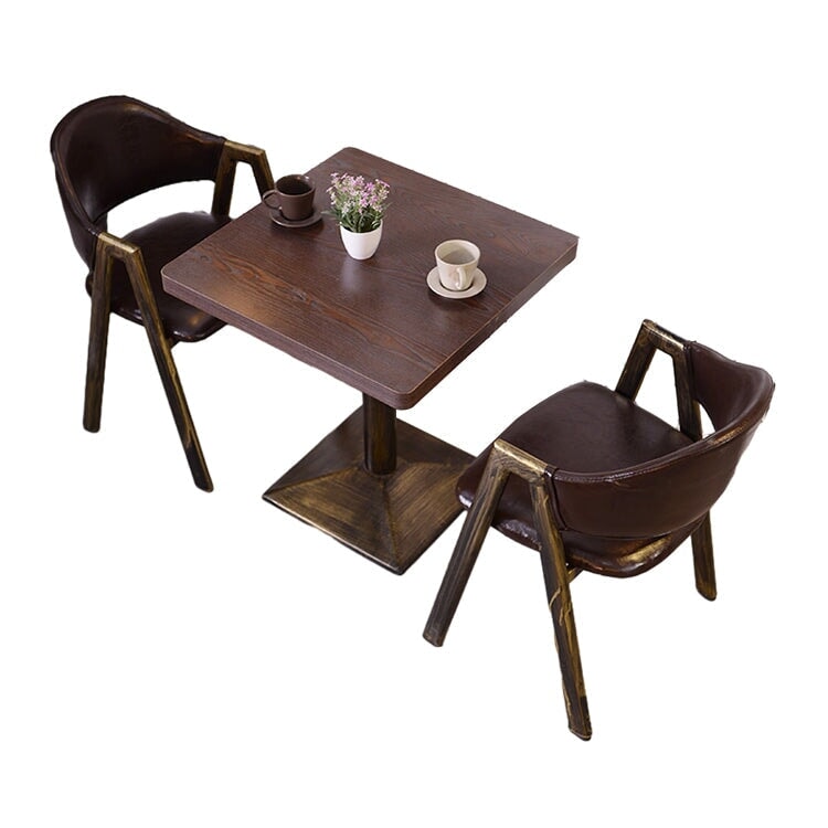 カフェテーブルセット レストラン オイルレザー生地 人工レザー 円型テーブル 1人掛け 2人掛け シック ブラウン カスタマイズ可能 CT-A26