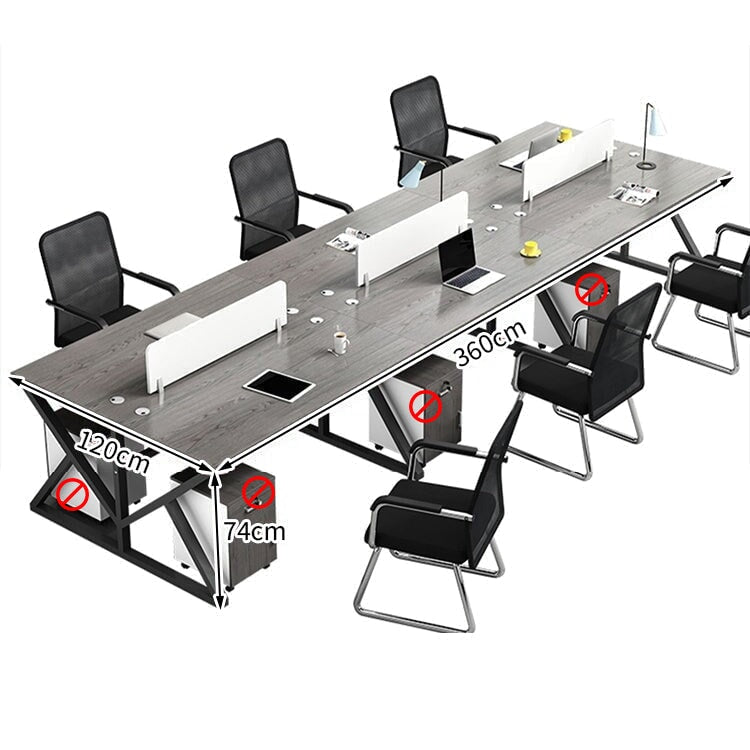 Office Desk, Office Desk, Study Desk, Work Desk, Top Panel, Wiring Hole, Side Cabinet, Carbon Steel Frame, Wood Grain, Customizable OD-A34