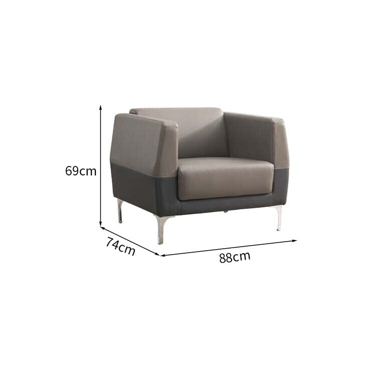 Reception sofa, living room sofa, leather sofa, reception set, wood grain, PVC leather fabric, high density urethane foam, natural wood frame, wide top, stainless steel, simple modern, black, brown, OS-A1