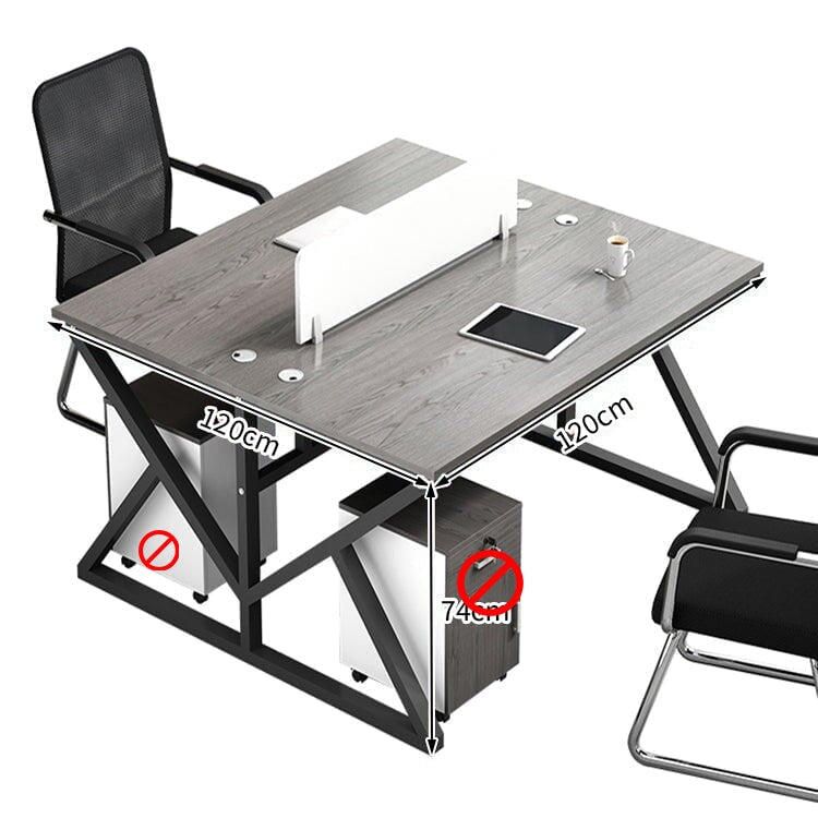Office Desk, Office Desk, Study Desk, Work Desk, Top Panel, Wiring Hole, Side Cabinet, Carbon Steel Frame, Wood Grain, Customizable OD-A34