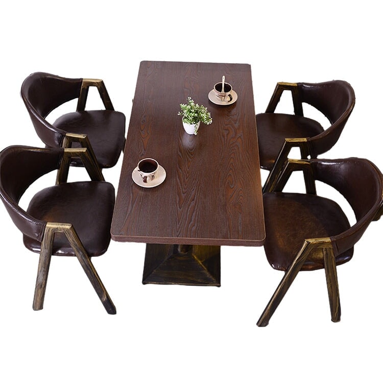 カフェテーブルセット レストラン オイルレザー生地 人工レザー 円型テーブル 1人掛け 2人掛け シック ブラウン カスタマイズ可能 CT-A26