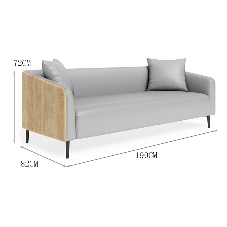 Sofa Office Sofa Reception Sofa Synthetic Leather Fabric Natural Wood Frame High Density Urethane Foam Steel Legs Black Light Customizable OS-A10
