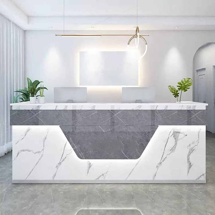 Reception desk, reception counter, high counter, eco-friendly material, baked finish, with LED, luxury RD-A35