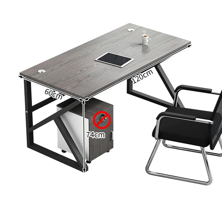 Office Desk, Office Desk, Study Desk, Work Desk, Top Panel, Wiring Hole, Side Cabinet, Carbon Steel Frame, Wood Grain, Customizable OD-A34